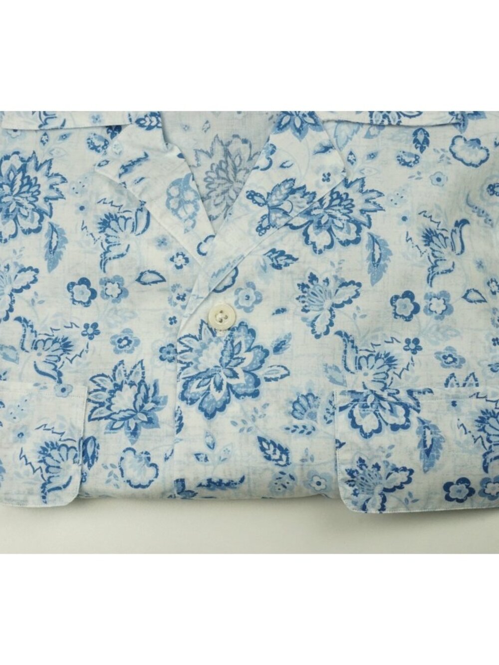 Isaia White Cobalt Floral Pocketed Long Sleeve Cotton Shirt 15.5/39 NEW - Picture 3 of 6